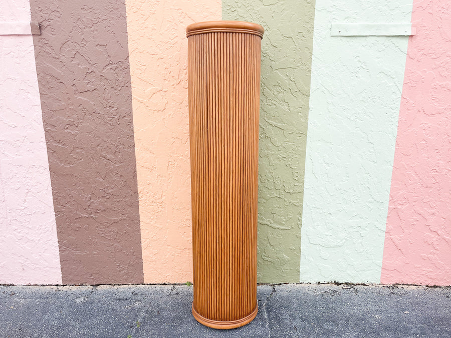 Pair of Pencil Reed Rattan Pedestals