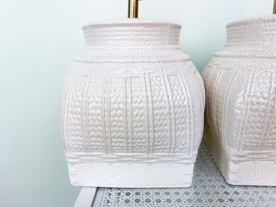 Pair of Ceramic Basket Lamps