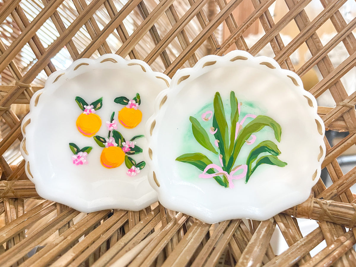 Hand Painted Florida Oranges Trinket Dish by Laura Dro