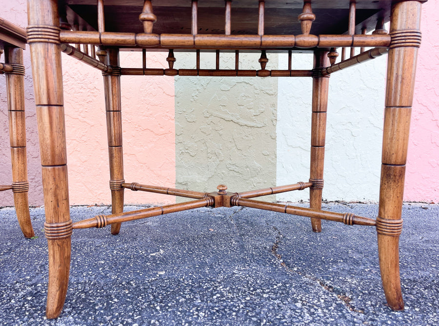 Pair of Thomasville Faux Bamboo Side Tables
