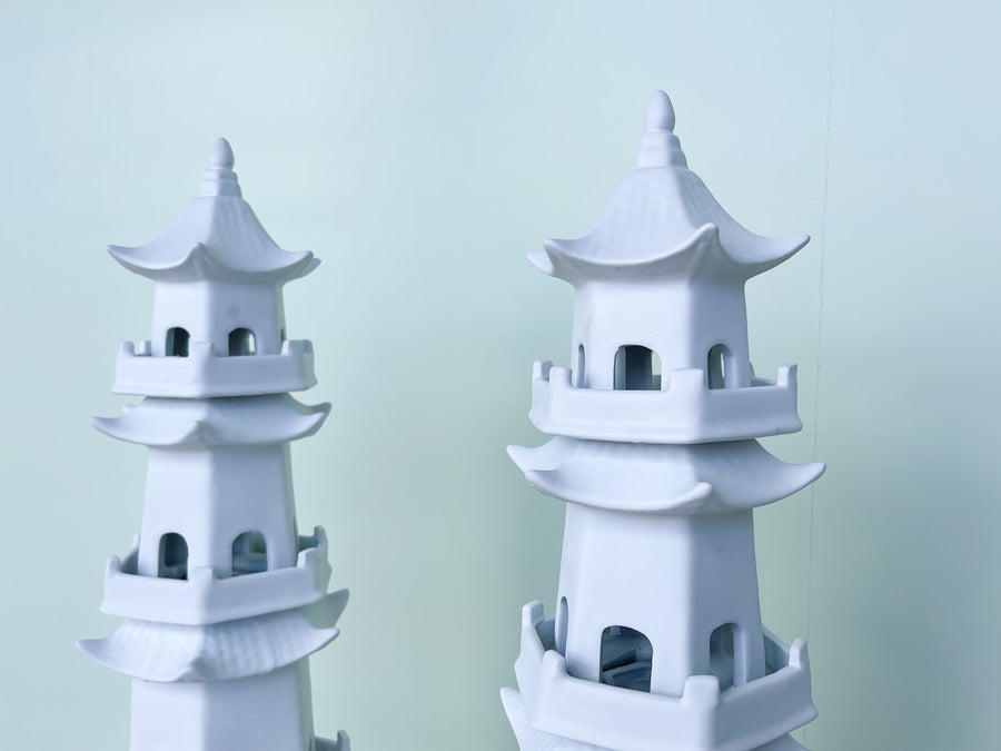 Pair of Modern Ceramic Pagoda Tulipieres