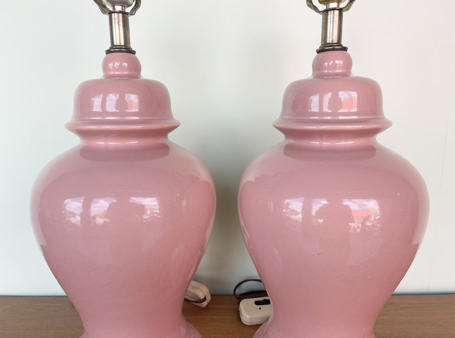 Pair of Pink Chic Ginger Jar Lamps