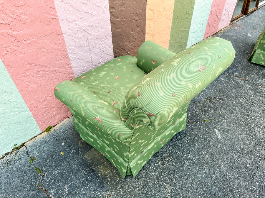 Pair of Green Butterfly Upholstered Chairs