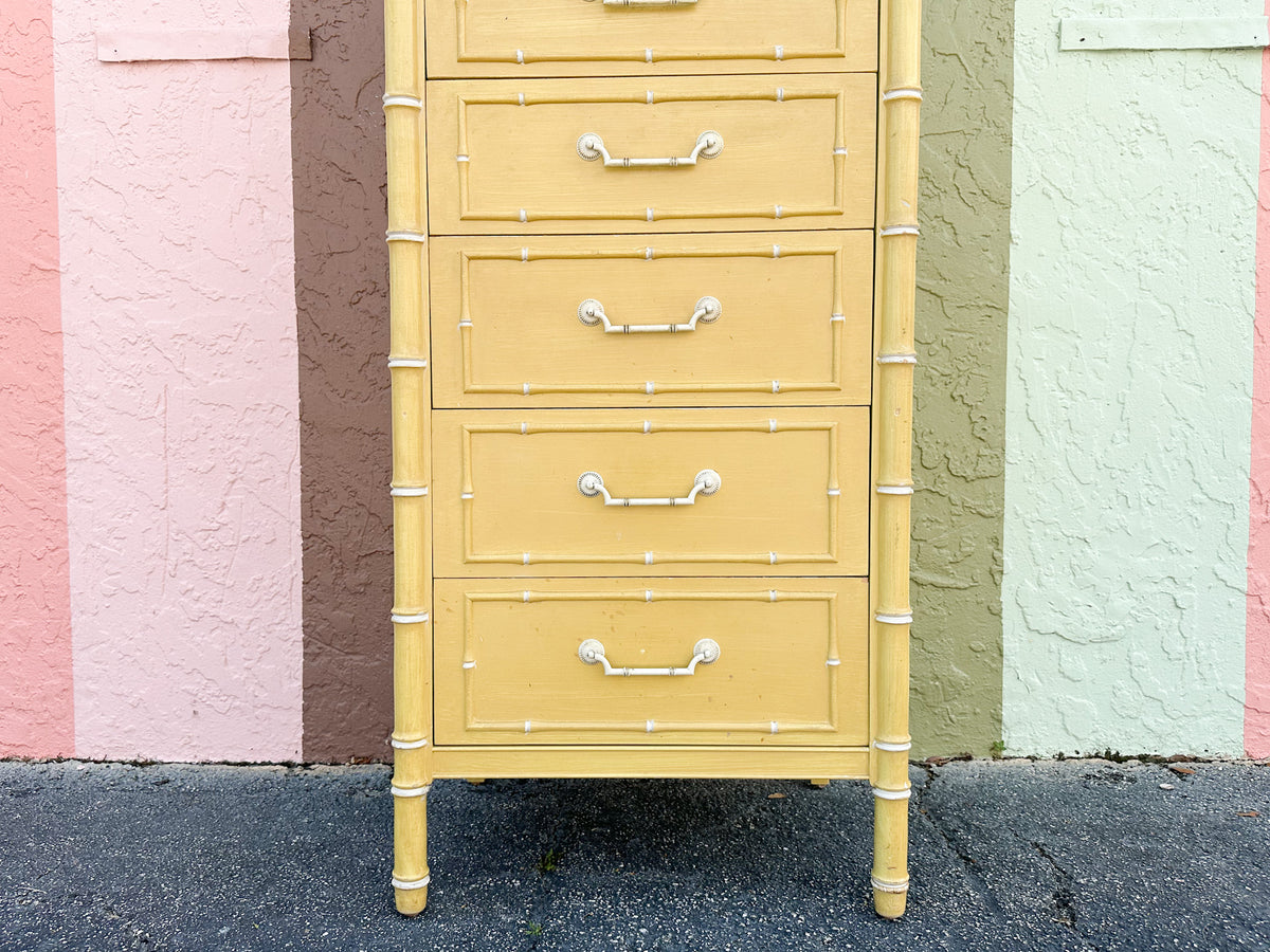 Thomasville Yellow Faux Bamboo Lingerie Chest