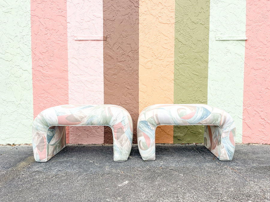 Pair of 80s Chic Waterfall Ottomans
