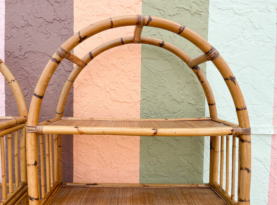 Pair of Island Style Rattan Etageres