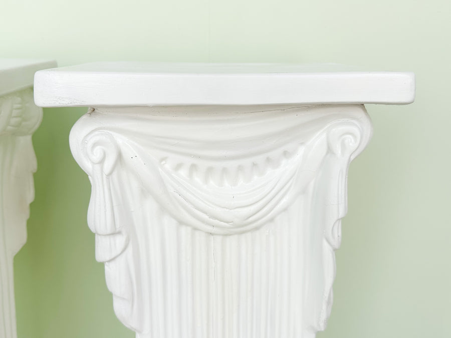 Pair of Swag and Tassel Plaster Pedestals