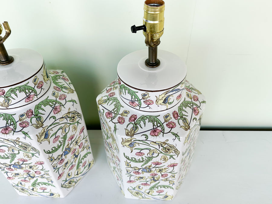 Pair of Springtime Ginger Jar Lamps