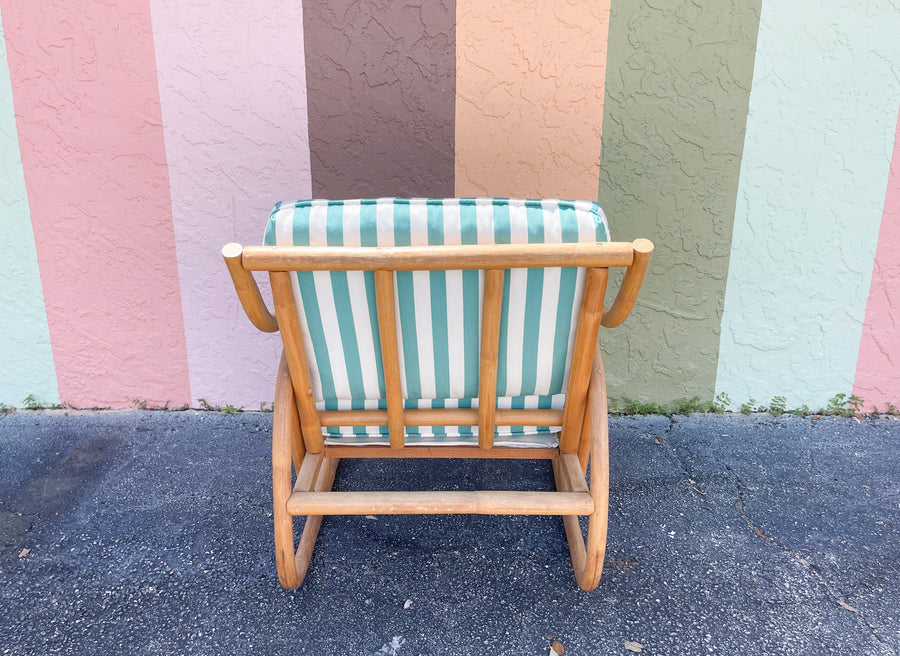 Pair of Sweet Striped Rattan Lounge Chairs