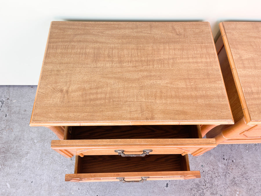 Pair of Natural Faux Bamboo Nightstands
