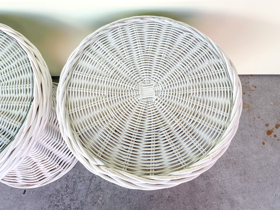 Pair of Sweet Wicker Side Tables