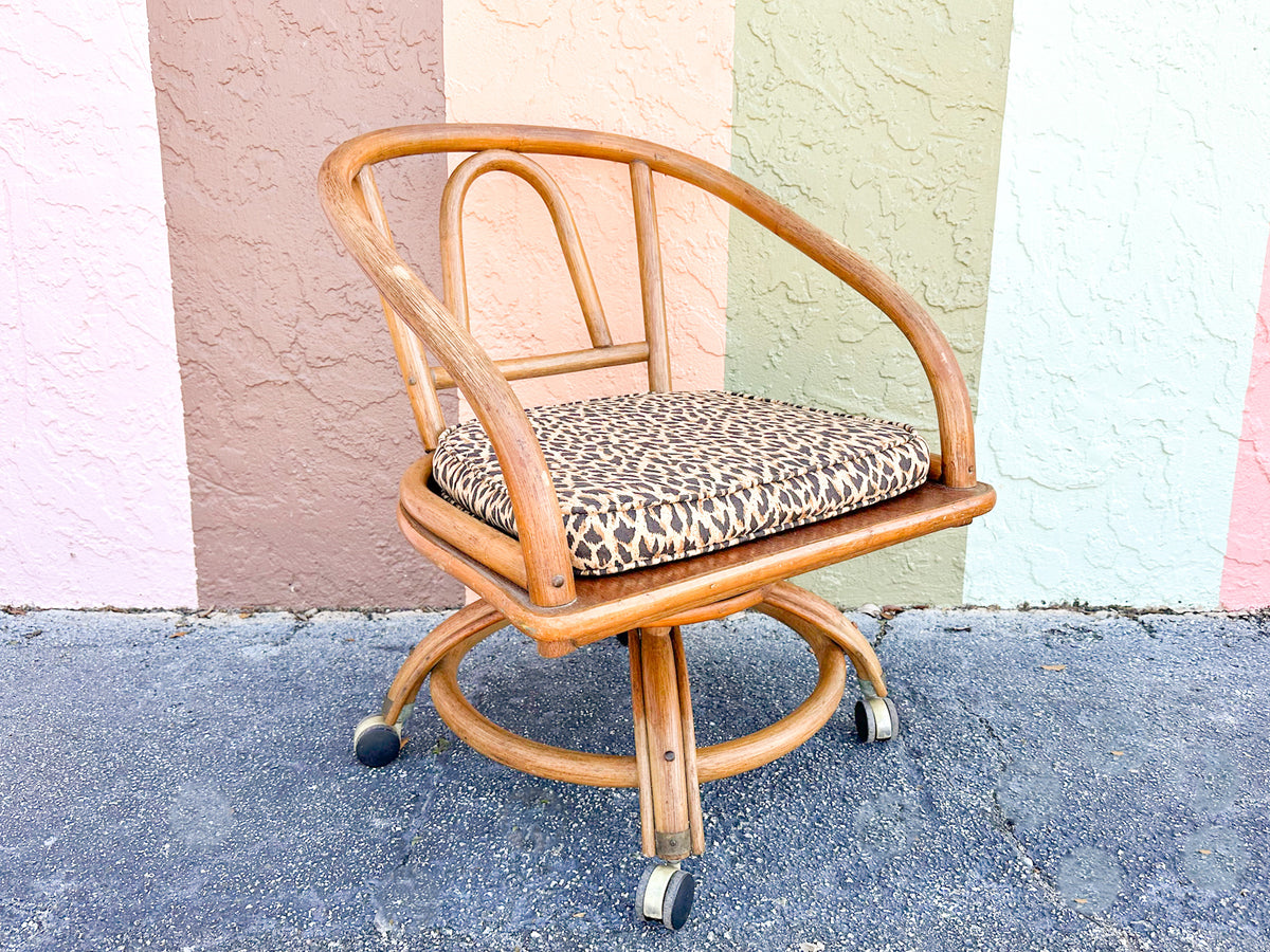 Rattan Desk Chair on Castors