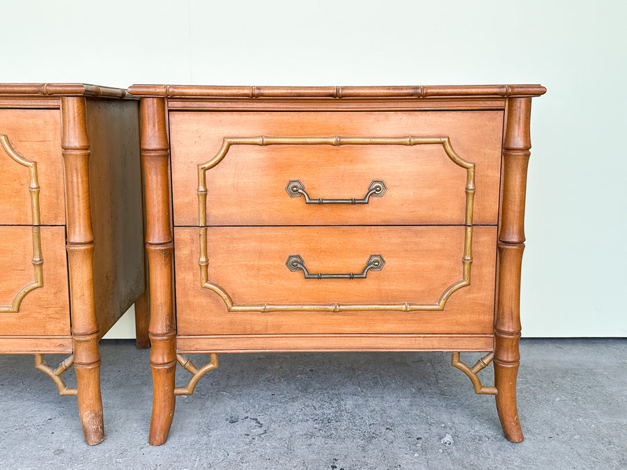 Pair of Palm Beach Faux Bamboo Nightstands