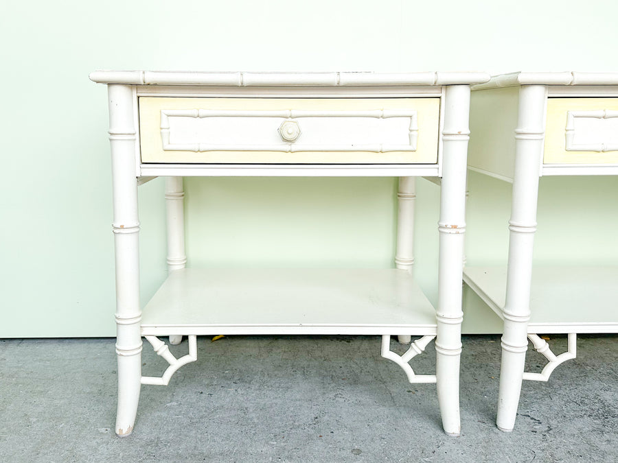 Pair of Thomasville Faux Bamboo Nightstands
