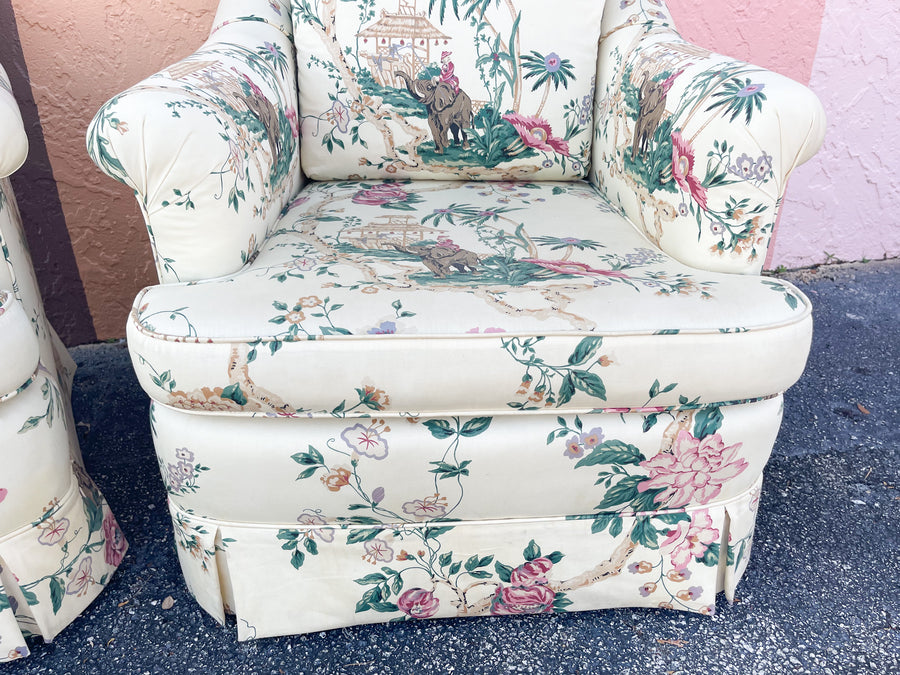Pair of Perfect Pagoda Upholstered Chairs