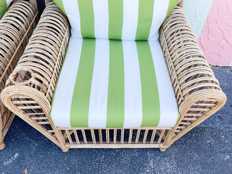 Pair of Chic Stick Wicker Lounge Chairs