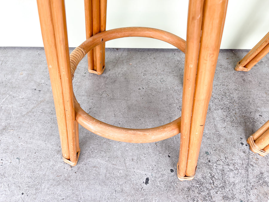 Pair of Rattan and Cane Bar Stools