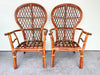 Pair of Rattan Balloon Back Chairs