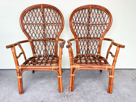Pair of Rattan Balloon Back Chairs