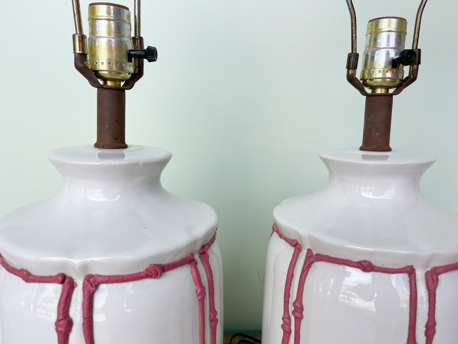 Pair of Faux Bamboo Icing Lamps