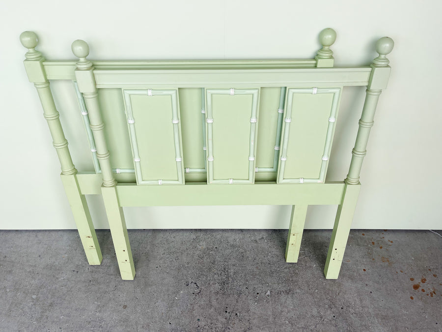 Pair of Seafoam Faux Bamboo Twin Headboards