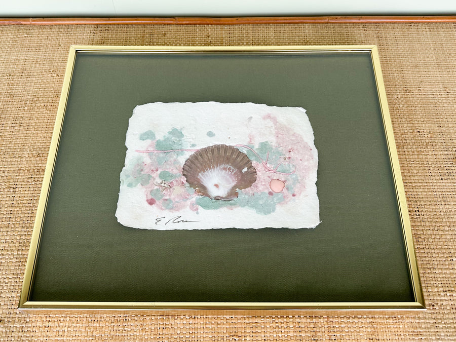Olive Linen and Shell Art