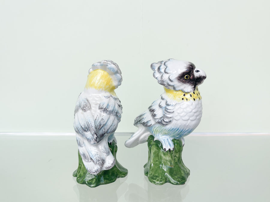 Pair of Petite Italian Ceramic Parakeets