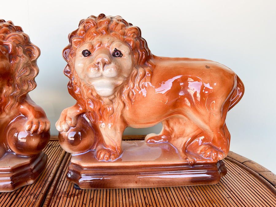 Pair of Fierce Lion Figurines