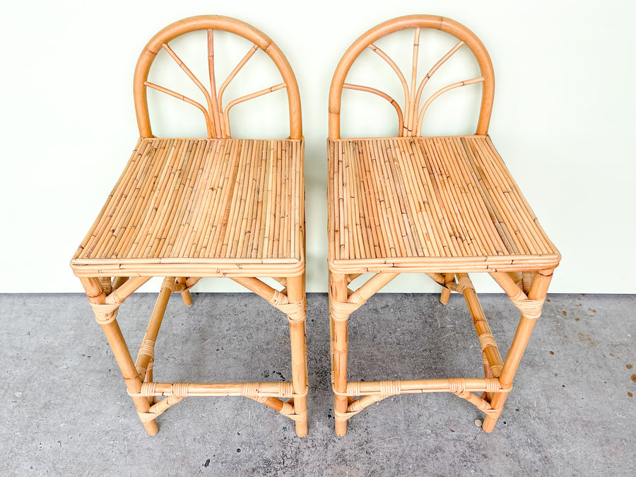 Pair of Island Chic Bamboo Bar Stools