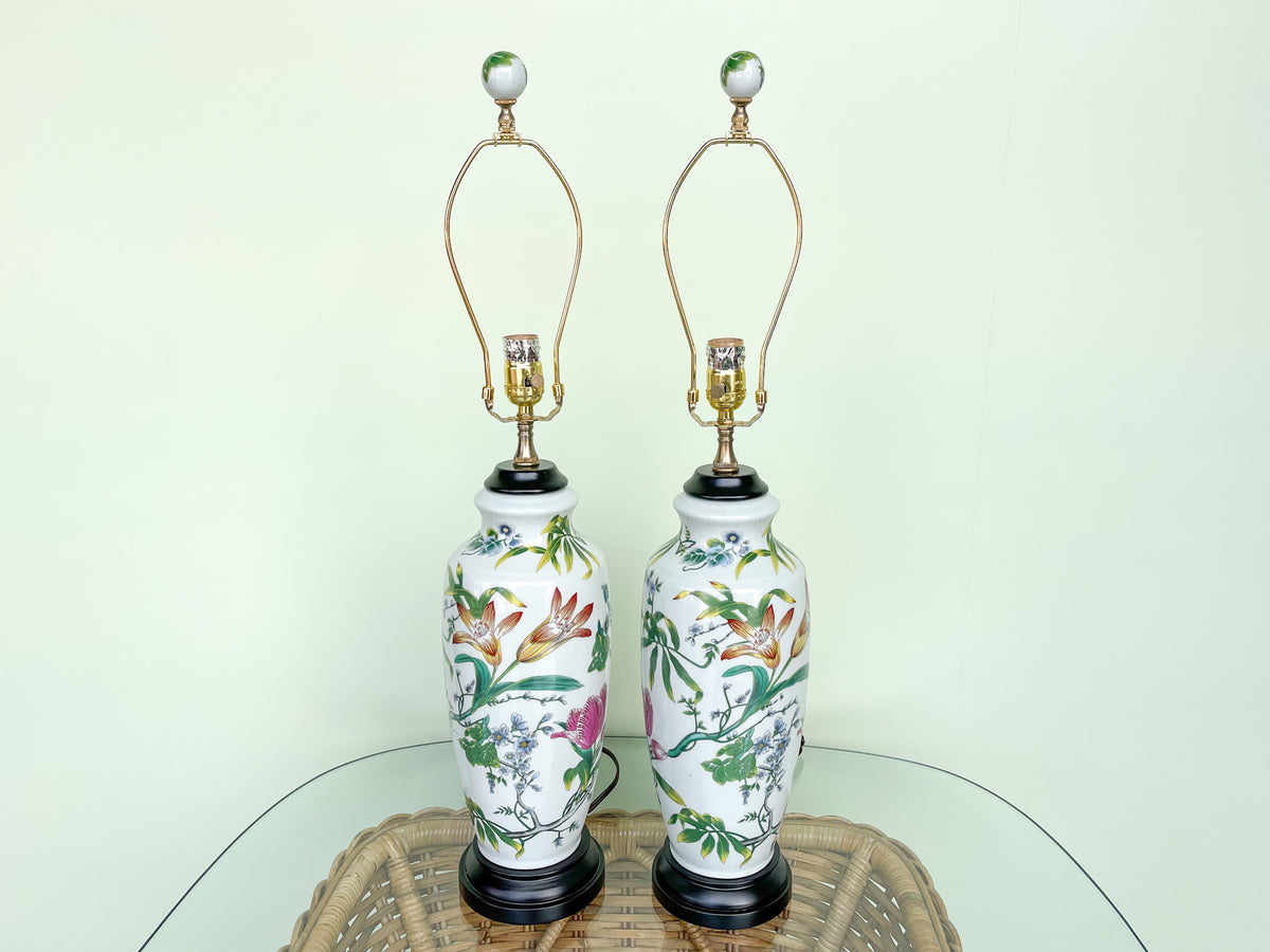 Pair of Tropical Flower Lamps