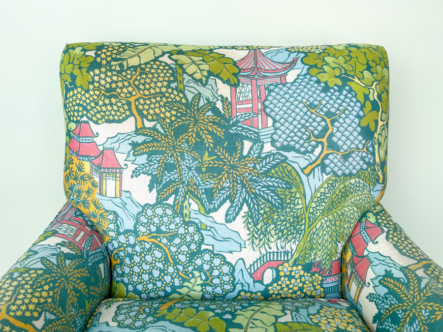 Pair of Palm and Pagoda Upholstered Chairs