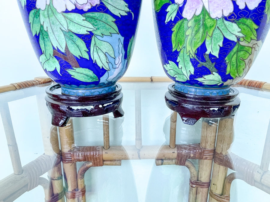 Pair of Floral Cloisonné Vases