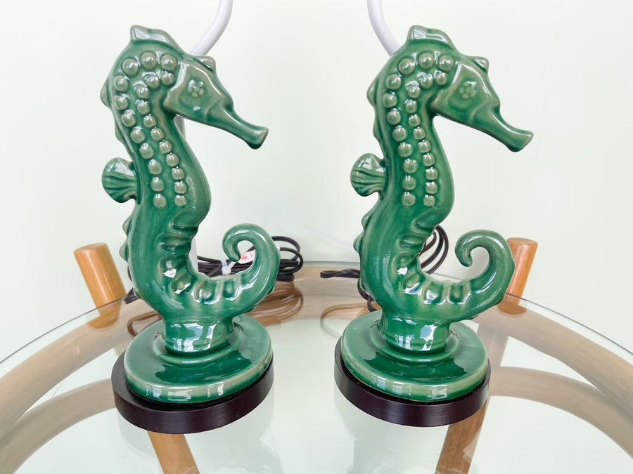 Pair of Adorable Seahorse Lamps