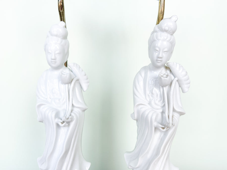 Pair of Porcelain Asian Lady Lamps