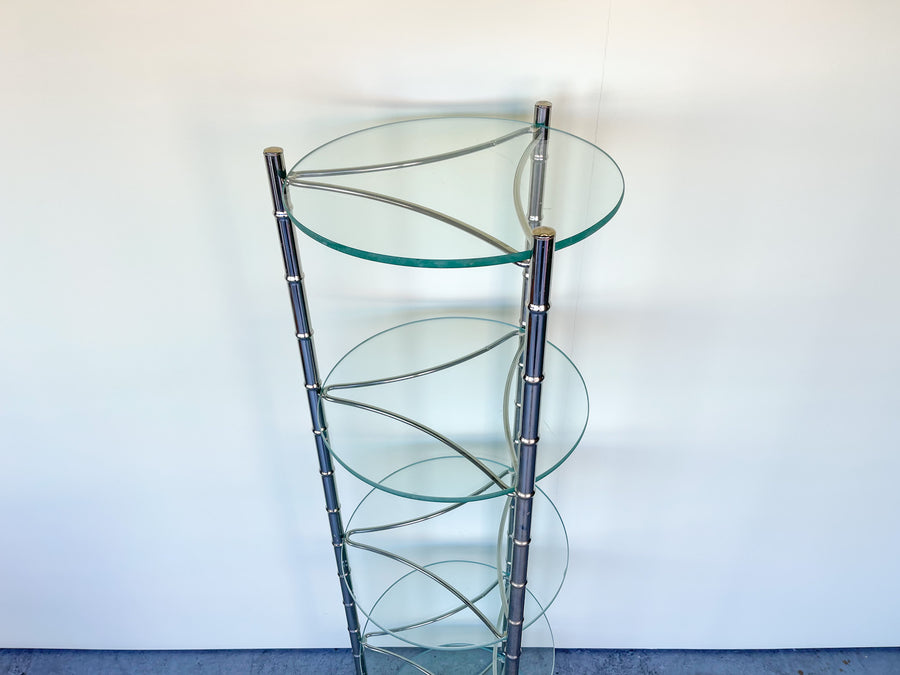 Hollywood Regency Faux Bamboo Metal Etagere