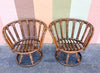 Pair of West Indies Chic Rattan Swivel Chairs