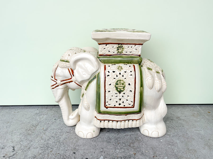 Pair of Green and White Elephants