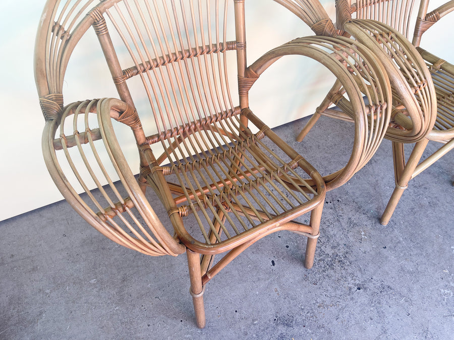 Pair of Cute Rattan Balloon Chairs