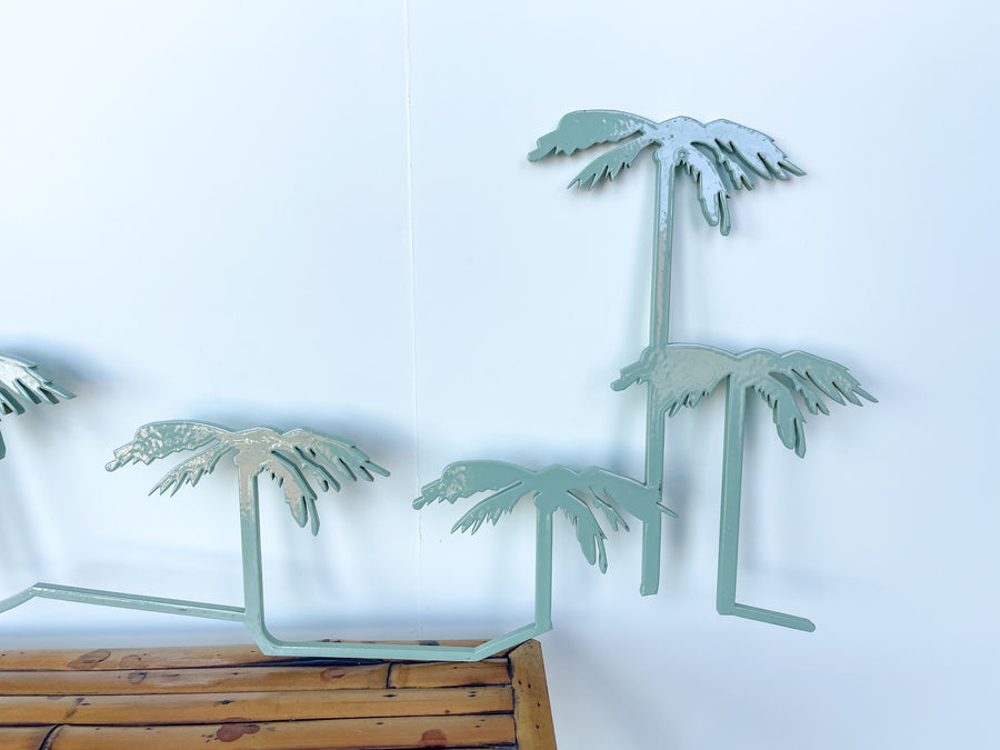 Pair of Coastal Sea Foam Palm Tree Wall Art