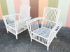 Pair of Stick Wicker Painted Lounge Chairs