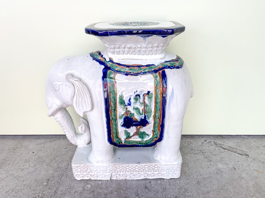 Pair of Terracotta Glazed Elephant Garden Seat