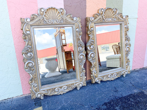 Pair of Hollywood Regency Shell Mirrors