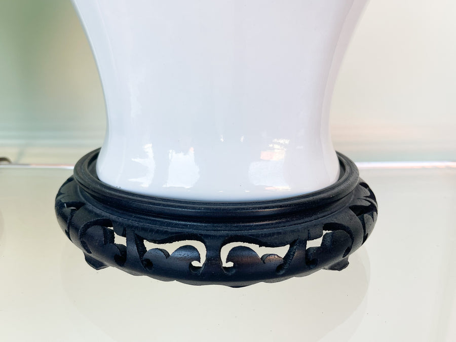 Pair of White Ginger Jar Lamps