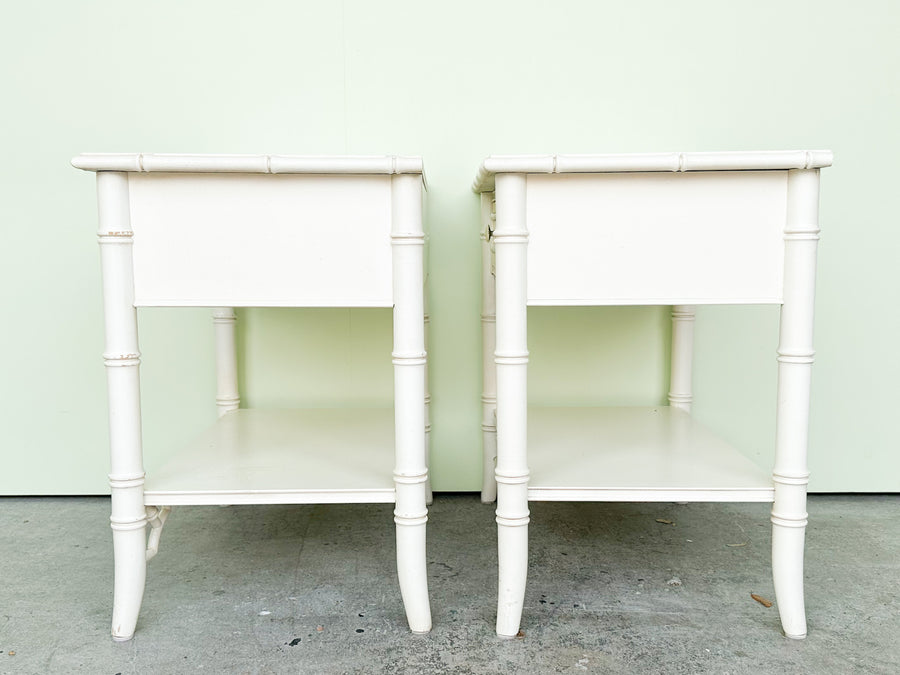 Pair of Thomasville Faux Bamboo Nightstands