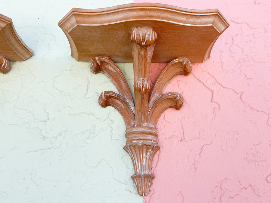 Pair of Italian Wooden Wall Shelves