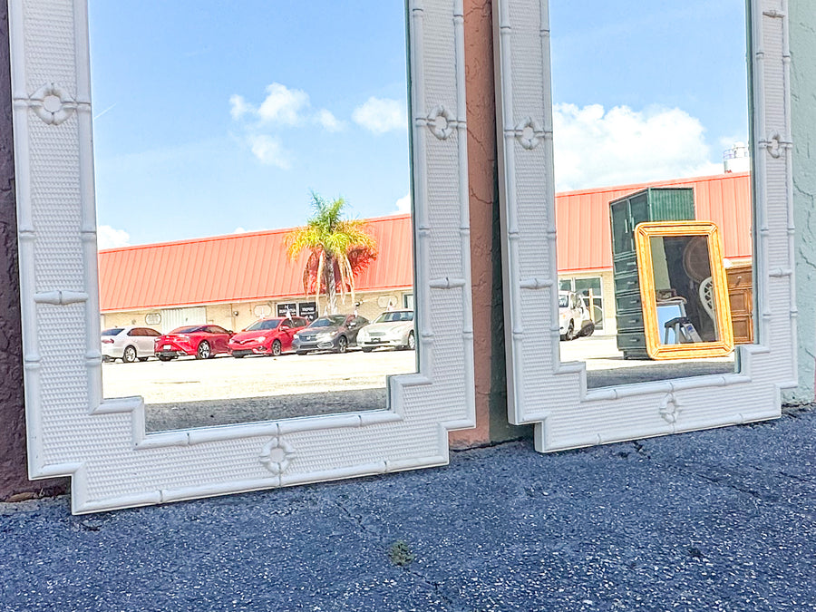 Pair of Faux Bamboo Omega Mirrors