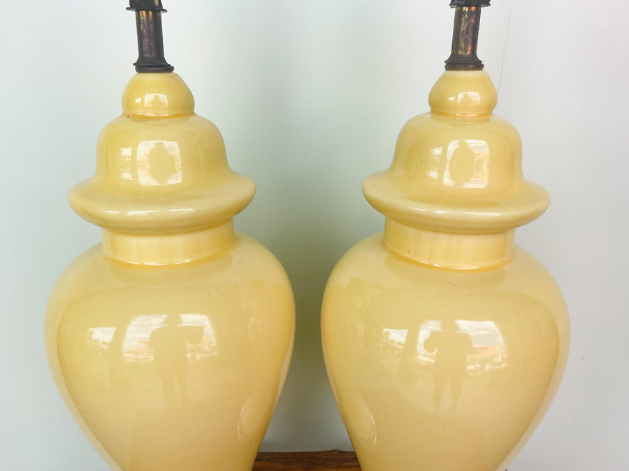 Pair of Yellow Ginger Jar Lamps