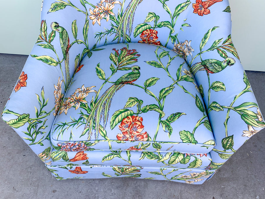 Pair of Palm Beach Upholstered Barrel Chairs