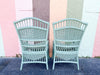 Pair of Seafoam Rattan Side Chairs