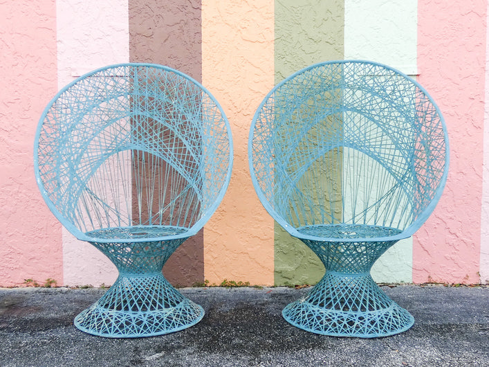 Pair of Fab Webspun Peacock Chairs